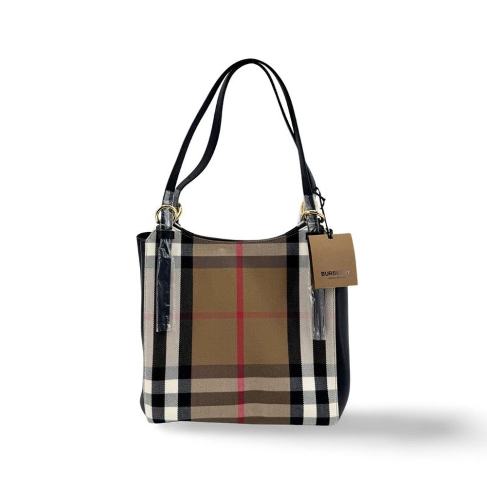Burberry Small House Check Leather Crossbody Bag Black